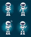 Four Robots Isolated on Futurisctic Interfaces