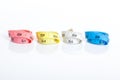 Four roll of colorful measuring tapes