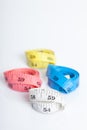 Four roll of colorful measuring tapes