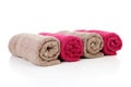 Four rolled colorful towels Royalty Free Stock Photo