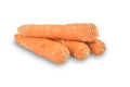 Four rotten carrots stacked on a white background, Clipping path