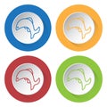 Four round color icons, jumping fish