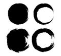 a black vintage circle with a brush stroke set, circle draw circle sketch brushstroke circular Royalty Free Stock Photo