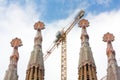 Four Sagrada Familia's towers and one crane