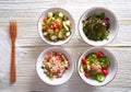 Four salad mix bowls healthy food Royalty Free Stock Photo