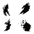 Set of four black splatters on white background, Vector illustration