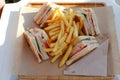Four sandwiches and fries potato Royalty Free Stock Photo