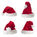 Four Santa Claus hat on white background