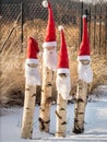 Four santa-claus garden gnomes