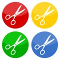 Four Scissors buttons Royalty Free Stock Photo