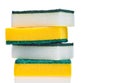 Four scouring pads on a white background