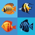 four sealife underwater icons