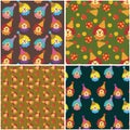Four seamless backgrounds with clowns