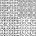 Four seamless mesh patterns with curly lines Royalty Free Stock Photo