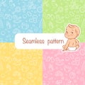 Four seamless  patterns. Baby objects Royalty Free Stock Photo