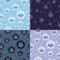 Four seamless patterns with owls