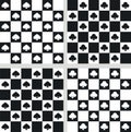 Four seamless textures with trefoils and spades