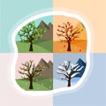 Four season change vector illustration. Year concept in blob Royalty Free Stock Photo