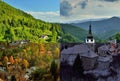 Four season in old mining village Royalty Free Stock Photo