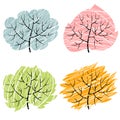 Four season trees, illustration of abctract trees Royalty Free Stock Photo