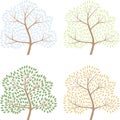 Four season trees, vector illustration of abctract Royalty Free Stock Photo