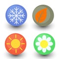 Four season vector icon set, seasonal button with glassy lustre Royalty Free Stock Photo