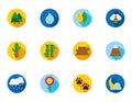 Four season weather related block icons set