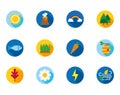 Four season weather related block icons set