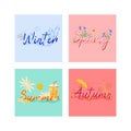 Four seasons banner flat vector template Royalty Free Stock Photo