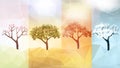 Four Seasons Banners with Abstract Trees - Vector Illustration