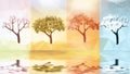 Four Seasons Banners with Abstract Trees - Vector Illustration Royalty Free Stock Photo