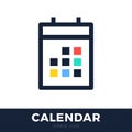 Four Seasons Calendar flat vector icon. Calendar line vector icon on white background with colorful square or days grid. Flat line