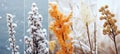 Four seasons collage winter, spring, summer, autumn vibrant vertical divisions of nature photos Royalty Free Stock Photo