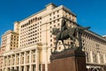 Four Seasons Hotel in the center of Moscow and Zhukov monument - Marshal of the USSR in the war with Germany 1941-1945