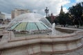 Four seasons hotel in Moscow and Manege Square, blooming flowers