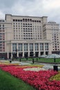 Four seasons hotel in Moscow and Manege Square, blooming flowers