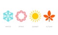 Four seasons icon set. 4 Vector graphic element illustrations representing winter Royalty Free Stock Photo