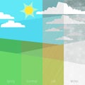 Four Seasons Illustration. Spring Summer Fall Winter. vector eps10 Royalty Free Stock Photo