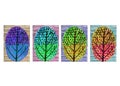 Four seasons illustration.Watercolor set of trees Royalty Free Stock Photo