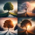 four seasons , landscape Royalty Free Stock Photo