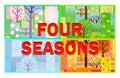 Four seasons nature background  in patchwork style Royalty Free Stock Photo