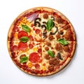 Four seasons pizza on white background. Royalty Free Stock Photo