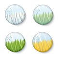 Four seasons round landscape icons vector illustrations in low polygon style