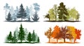 Four seasons. Set of winter, spring, summer and autumn trees silhouettes. Vector illustration Royalty Free Stock Photo