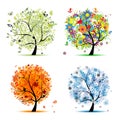 Four seasons - spring, summer, autumn, winter tree