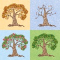 Four seasons tree vector illustration Royalty Free Stock Photo