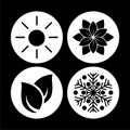 Four seasons symbols concept design isolated on dark background Royalty Free Stock Photo