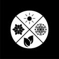 Four seasons symbols concept design isolated on dark background Royalty Free Stock Photo