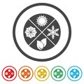 Four seasons symbols concept design ring icon, color set Royalty Free Stock Photo