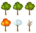 Four seasons tree paper cut icon set. Cartoon style symbol, nature and environment eco concept spring, summer, autumn